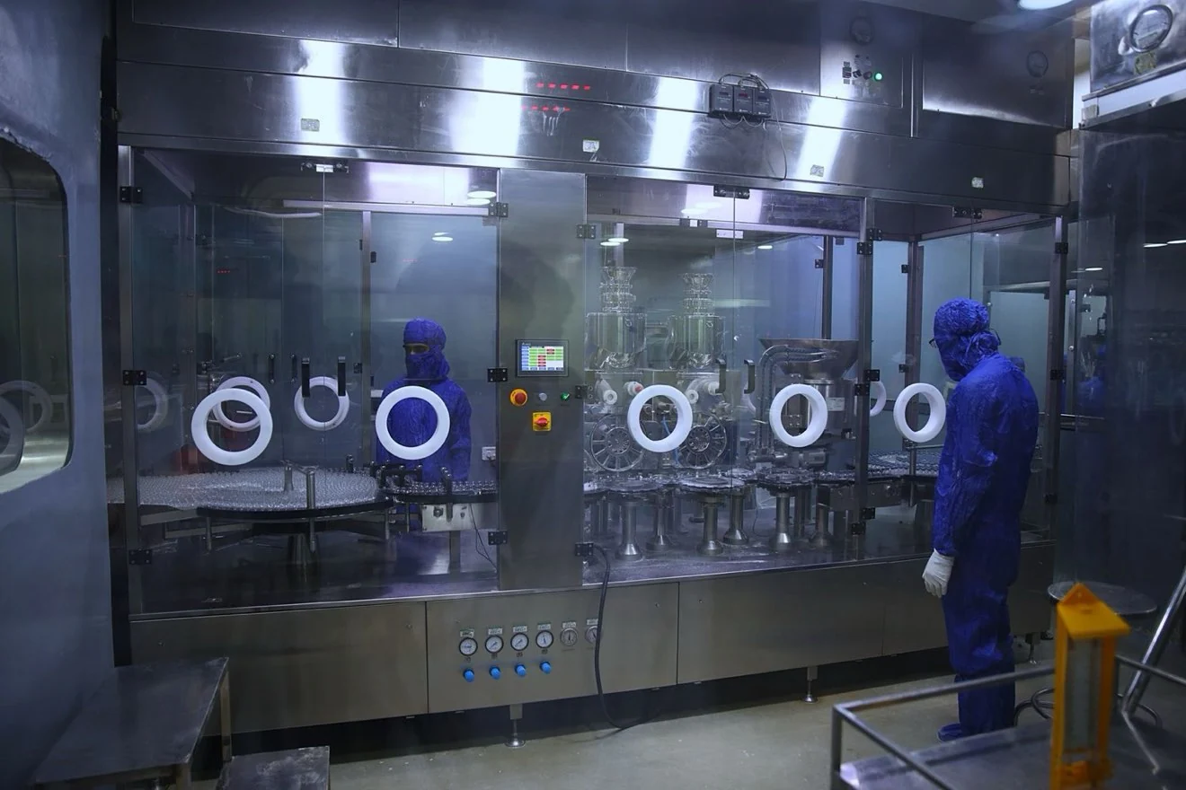 Technician working at a packing line